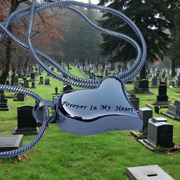 Stainless Heart Cremation Necklace   - Picture 1 of 9